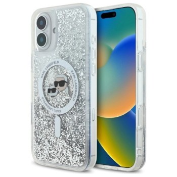 Karl Lagerfeld Liquid Glitter Karl&amp;amp;Choupette Head Magsafe iPhone 16 Case - Clear