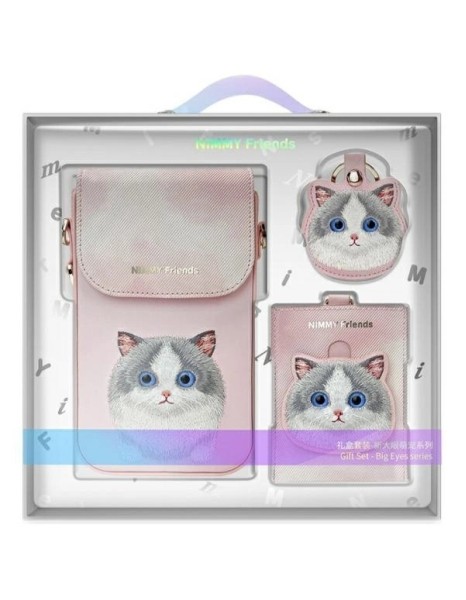 Nimmy Big Eyed Pet 2.0 Cat 3-in-1 Phone Bag + Wallet + Tracker Case - Pink Nimmy Big Eyed Pet 2.0 Cat 3-in-1 Phone Bag + Wallet + Tracker Case - Pink