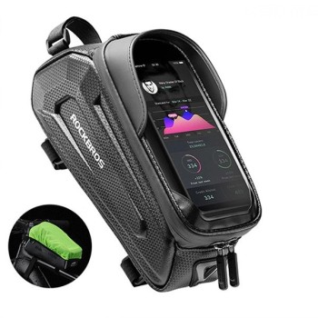 Rockbros B68 Bike Pannier for Frame, Armored, with Phone Pocket and Cover, 1.7L - Black