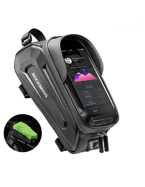 Rockbros B68 Bike Pannier for Frame, Armored, with Phone Pocket and Cover, 1.7L - Black