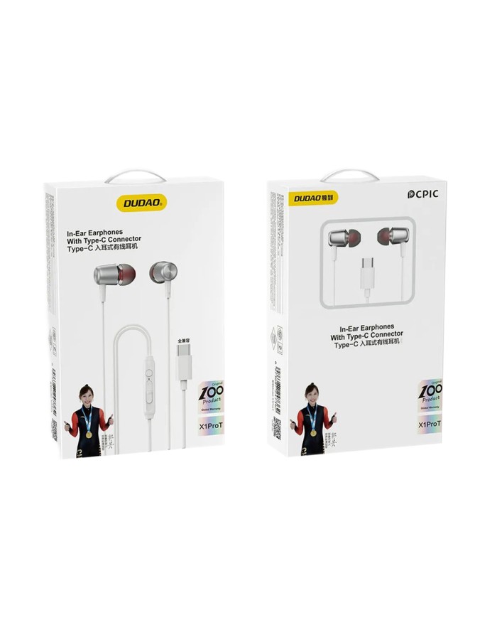Dudao X1PROT In-Ear Wired USB-C Headphones 1.2m - White Dudao X1PROT In-Ear Wired USB-C Headphones 1.2m - White
