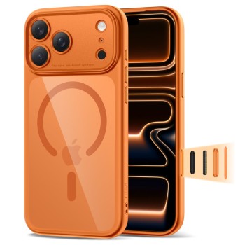Tech-Protect Magpeak Magsafe CC Case for iPhone 17 Pro - Transparent Orange Tech-Protect Magpeak Magsafe CC Case for iPhone 17 Pro - Transparent Orange