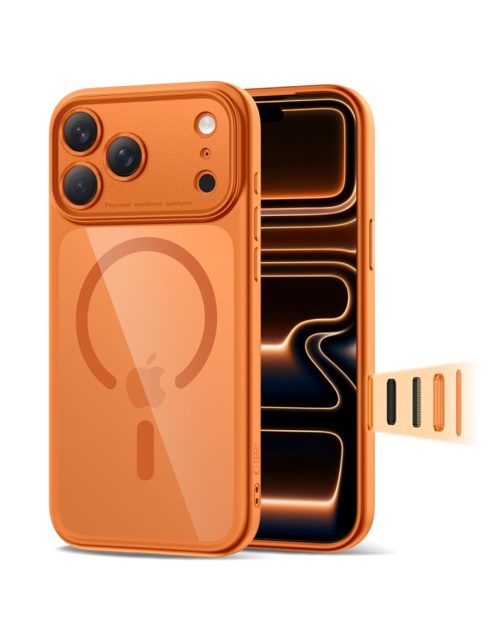 Tech-Protect Magpeak Magsafe CC Case for iPhone 17 Pro - Transparent Orange