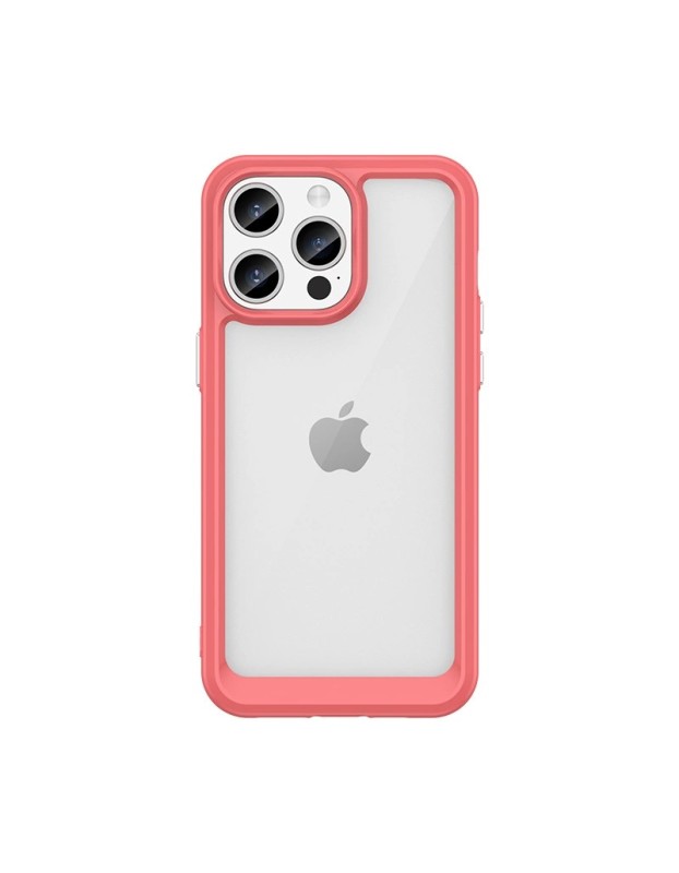 Reinforced case with a flexible frame for iPhone 15 Pro Outer Space - red Reinforced case with a flexible frame for iPhone 15 Pro Outer Space - red