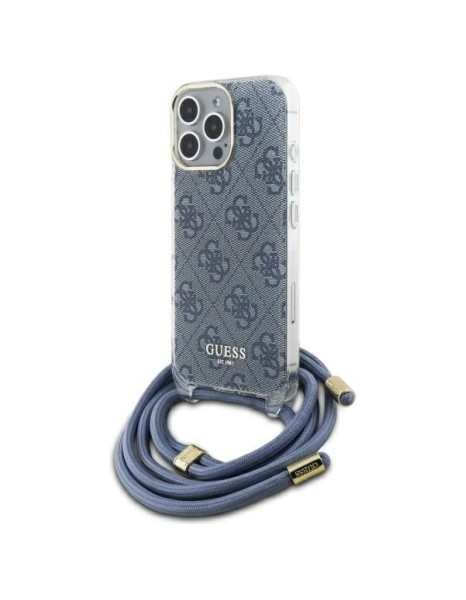 Guess Crossbody Cord 4G Print Case for iPhone 16 Pro Max - Blue