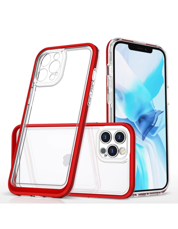 Clear 3in1 case for iPhone 12 Pro frame gel cover red Clear 3in1 case for iPhone 12 Pro frame gel cover red