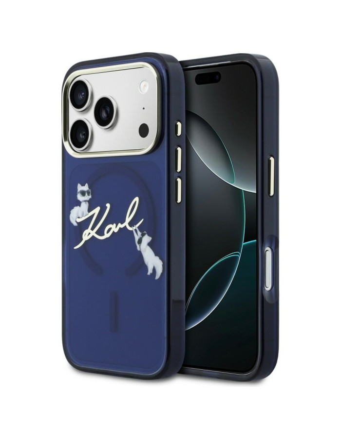Karl Lagerfeld IML Choupettes Karl Script Logo MagSafe Case for iPhone 17 Pro - Blue