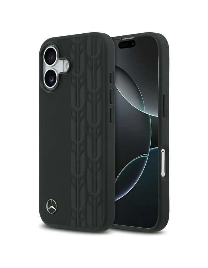 Mercedes Leather Laurel Leaves MagSafe Case for iPhone 17 - Black Mercedes Leather Laurel Leaves MagSafe Case for iPhone 17 - Black