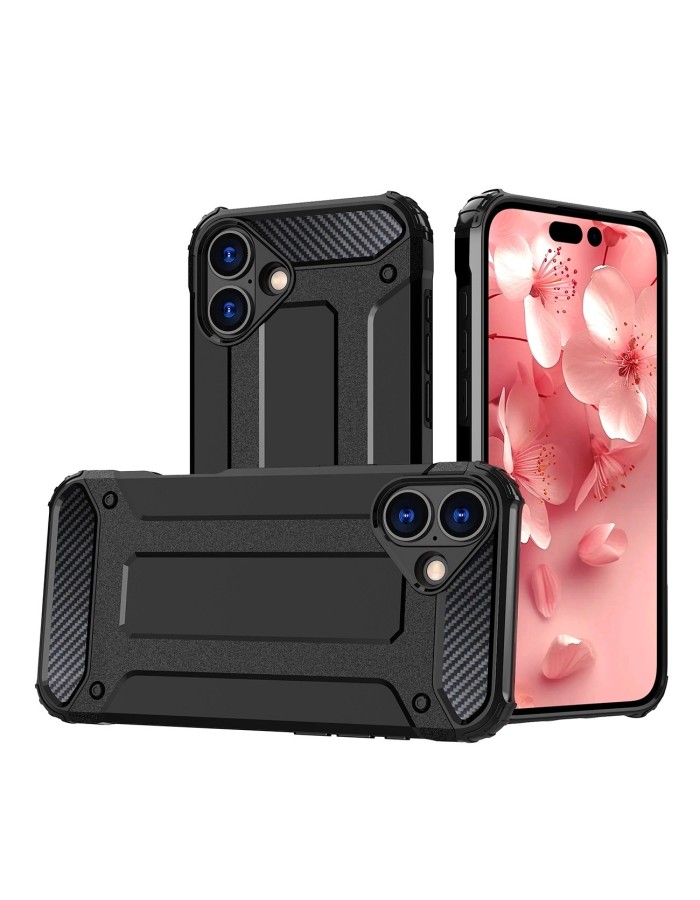 Hybrid Armor iPhone 16 Case - Black