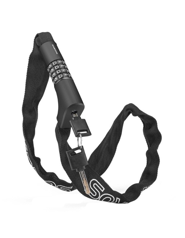 Rockbros 3230002001 bicycle lock with combination and key - black