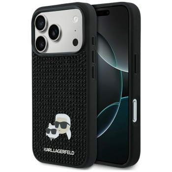 Karl Lagerfeld Rhinestones Karl&amp;amp;Choupette Pin Case for iPhone 17 Pro - Black