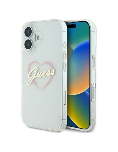 Guess IML Heart iPhone 16 Case - Transparent Guess IML Heart iPhone 16 Case - Transparent