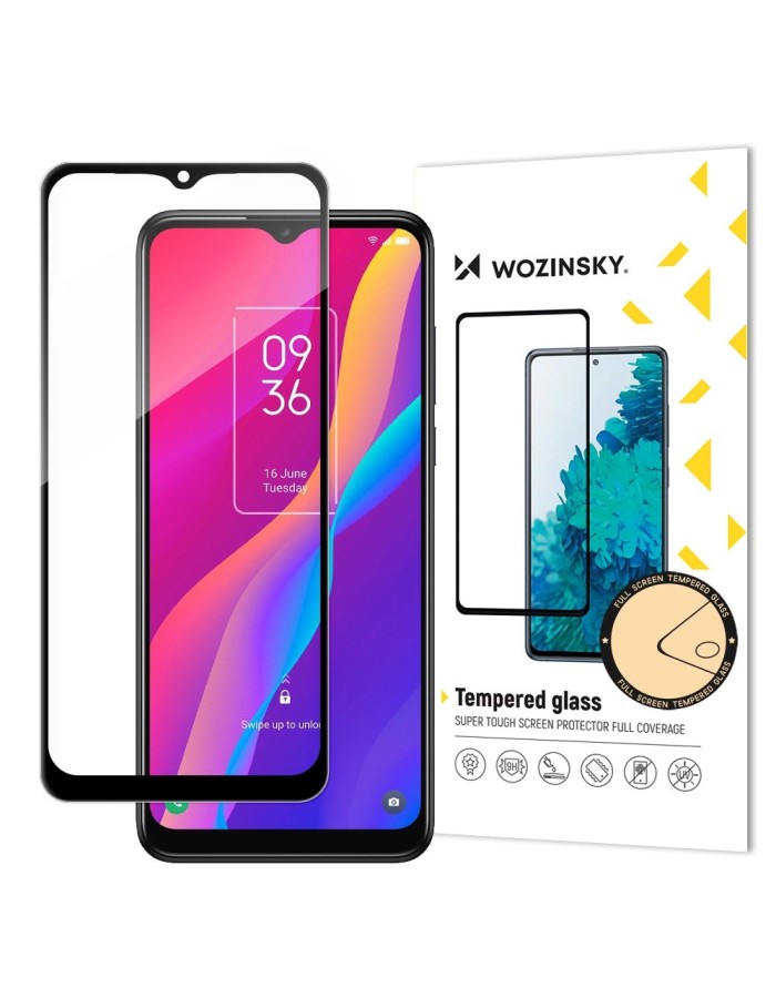 Wozinsky super tough Full Glue tempered glass full screen with Case Friendly TCL 30E black frame Wozinsky super tough Full Glue tempered glass full screen with Case Friendly TCL 30E black frame
