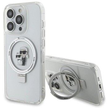 Karl Lagerfeld Ring Stand Karl&amp;Choupette MagSafe case for iPhone 13 Pro Max - white