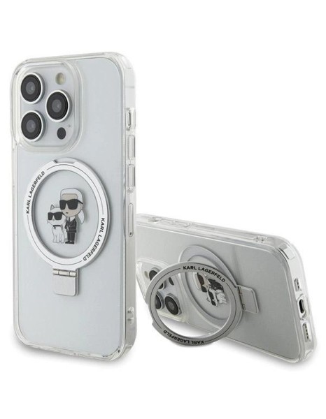 Karl Lagerfeld Ring Stand Karl&amp;Choupette MagSafe case for iPhone 13 Pro Max - white