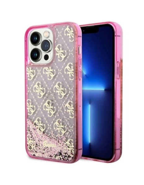 Guess GUHCP14XLC4PSGP iPhone 14 Pro Max 6.7" pink/pink hardcase Liquid Glitter 4G Transculent