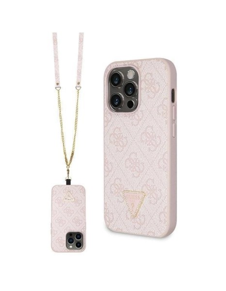 Guess GUHCP14LP4TDSCPP case for iPhone 14 Pro - pink Crossbody 4G Metal Logo Guess GUHCP14LP4TDSCPP case for iPhone 14 Pro - pink Crossbody 4G Metal Logo