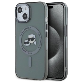 Karl Lagerfeld KLHMP15SHLSKCK iPhone 15 6.1" black/black hardcase IML Metal Karl&amp;amp;Choupette Head MagSafe