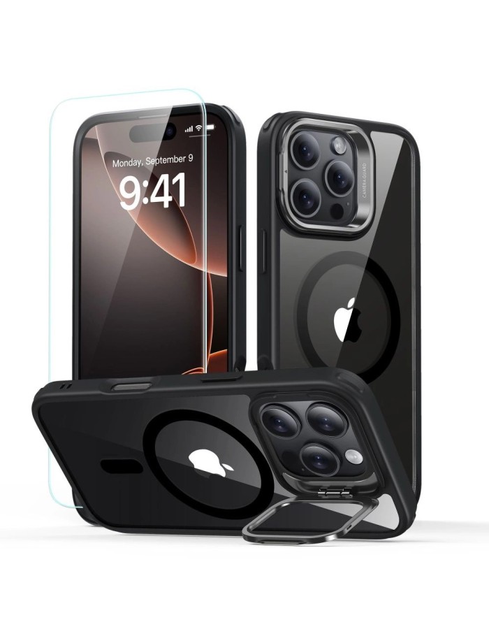 ESR Classic Hybrid Kickstand Halolock MagSafe Case Set + Tempered Glass for iPhone 16 Pro - Clear ESR Classic Hybrid Kickstand Halolock MagSafe Case Set + Tempered Glass for iPhone 16 Pro - Clear