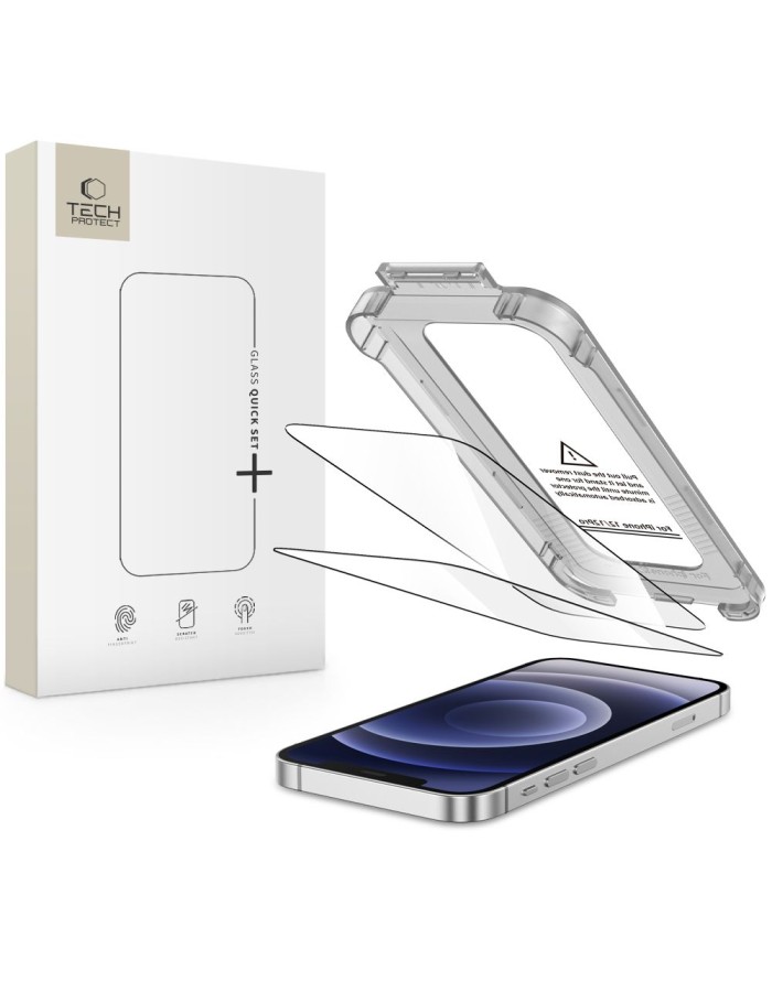 Tech-Protect Quick Set+ 2-pack tempered glass for iPhone 12 / 12 Pro - black