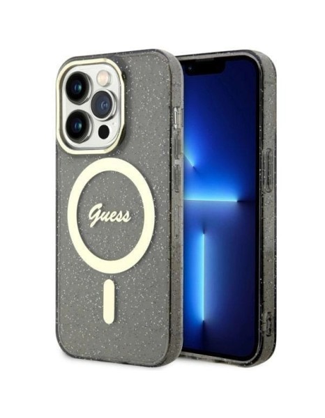 Guess GUHMP14XHCMCGK iPhone 14 Pro Max 6.7" black/black hardcase Glitter Gold MagSafe Guess GUHMP14XHCMCGK iPhone 14 Pro Max 6.7" black/black hardcase Glitter Gold MagSafe