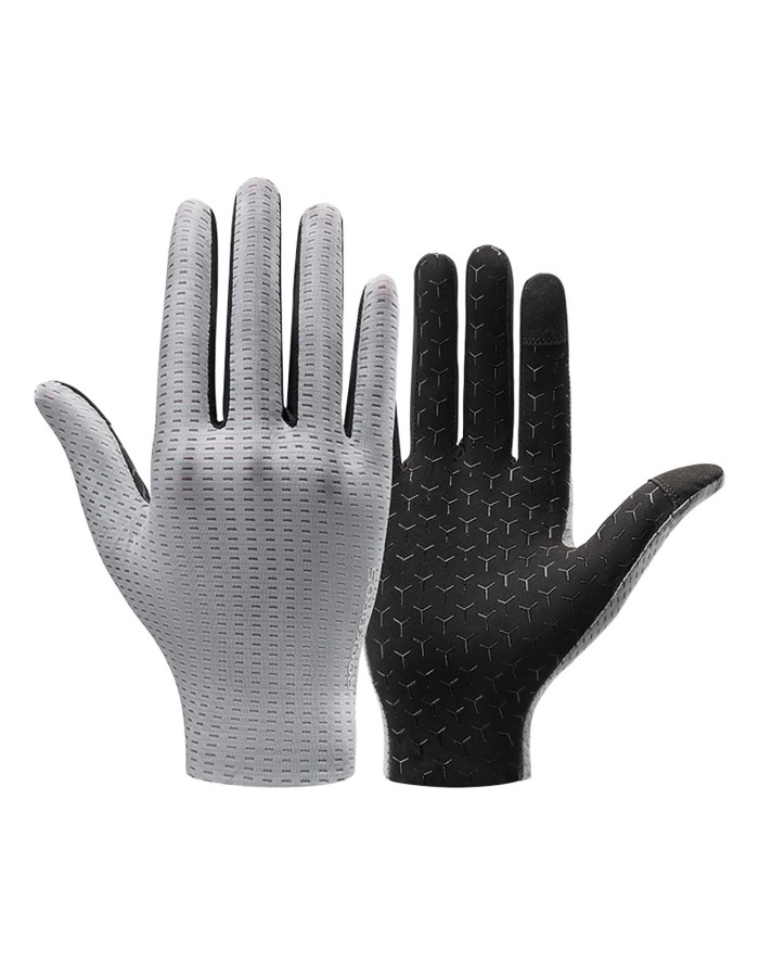 Rockbros Breathable Full Finger Cycling Gloves, Size: L - Gray