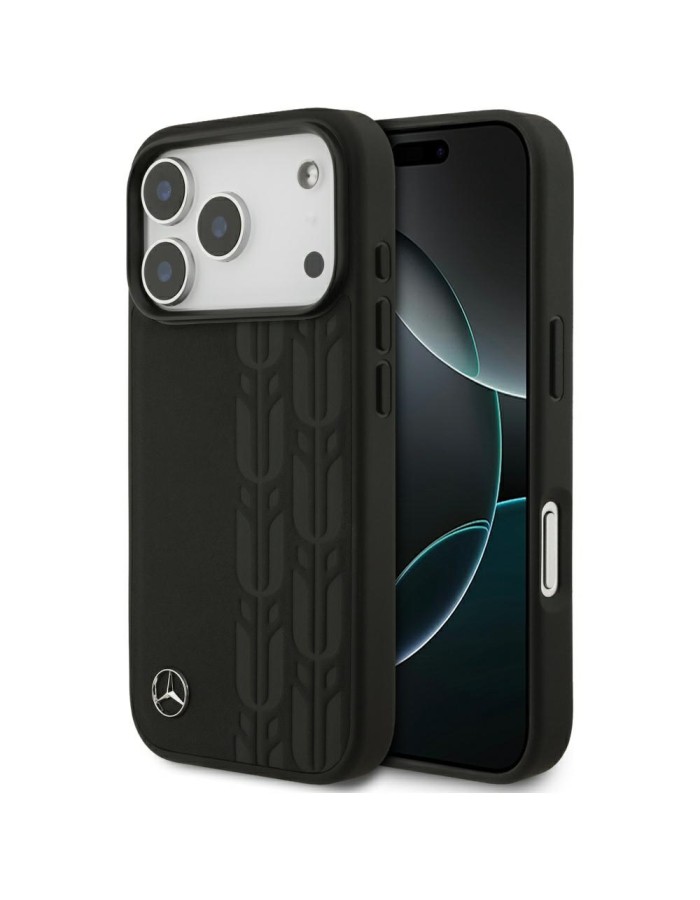 Mercedes Leather Laurel Leaves MagSafe Case for iPhone 17 Pro - Black Mercedes Leather Laurel Leaves MagSafe Case for iPhone 17 Pro - Black