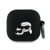 Karl Lagerfeld Silicone Karl&amp;amp;Chaupette Head 3D Case for AirPods 4 - Black