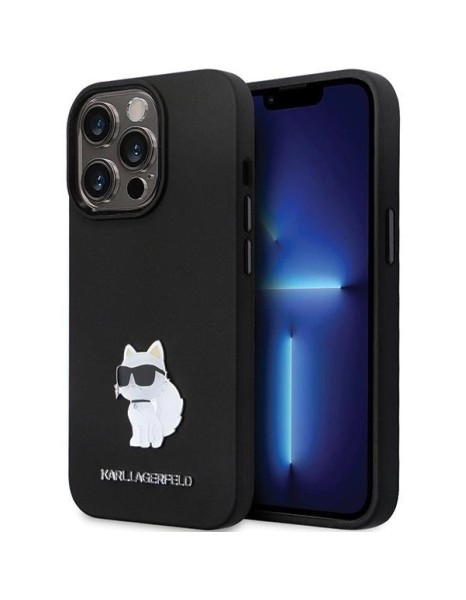 Karl Lagerfeld KLHCP13LSMHCNPK case for iPhone 13 Pro / 13 - black Silicone C Metal Pin