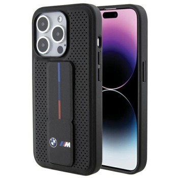 BMW Grip Stand Smooth &amp; Perforated case for iPhone 15 Pro - black