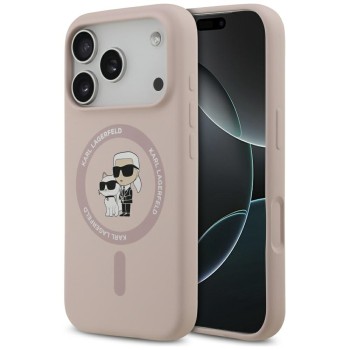 Karl Lagerfeld Silicone Karl&amp;amp;Choupette Ring MagSafe Case for iPhone 17 Pro - Pink