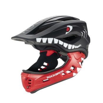 Rockbros TT-32006 Shark Children&amp;#39;s Bike Helmet with Detachable Jaw Size S (48-52) - Black