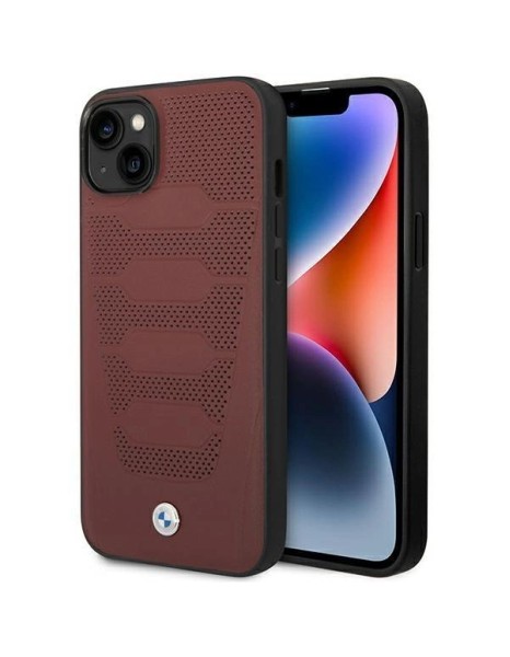 Case BMW BMHCP14S22RPSR iPhone 14 6.1" burgundy/burgundy Leather Seats Pattern