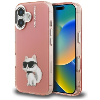 Karl Lagerfeld IML Aquarelle Choupette &amp;amp; Logo iPhone 16 Case - Pink