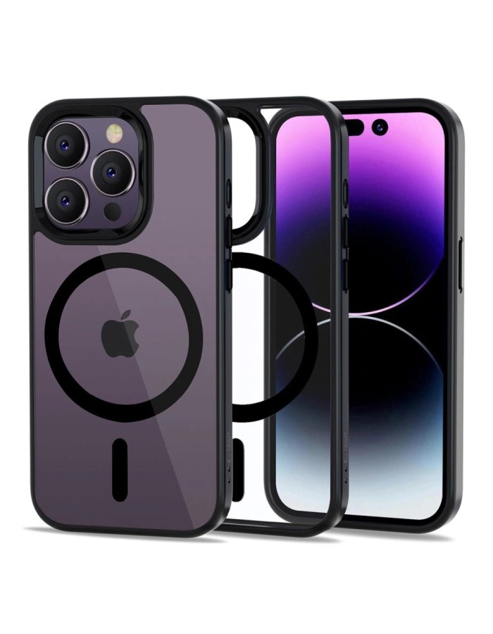 Tech-Protect MagMat MagSafe iPhone 14 Pro Case - Clear Black Tech-Protect MagMat MagSafe iPhone 14 Pro Case - Clear Black