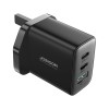 Joyroom JR-TCF10 fast charger 2x USB-C USB-A 32W (UK plug) - black Joyroom JR-TCF10 fast charger 2x USB-C USB-A 32W (UK plug) - black