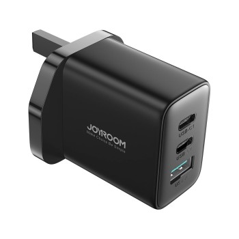Joyroom JR-TCF10 fast charger 2x USB-C USB-A 32W (UK plug) - black Joyroom JR-TCF10 fast charger 2x USB-C USB-A 32W (UK plug) - black