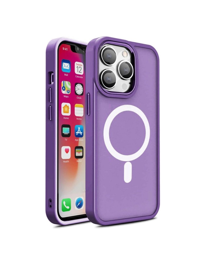 Magnetic Color Matte Case for iPhone 15 Plus - purple