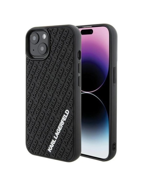 Karl Lagerfeld 3D Rubber Multi Logo case for iPhone 15 - black