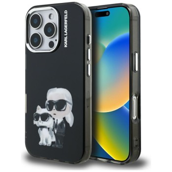 Karl Lagerfeld IML Aquarelle Karl &amp;amp; Choupette &amp;amp; Logo Case for iPhone 16 Pro Max - Black