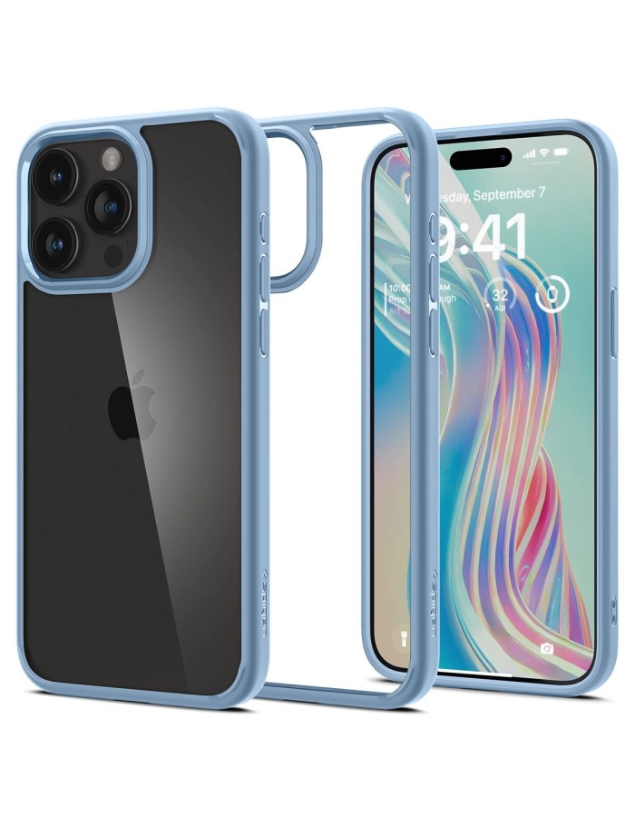 Spigen Crystal Hybrid iPhone 15 Plus Case - Clear Blue