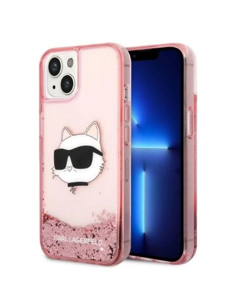 Karl Lagerfeld Glitter Choupette Head case for iPhone 14 Plus - pink
