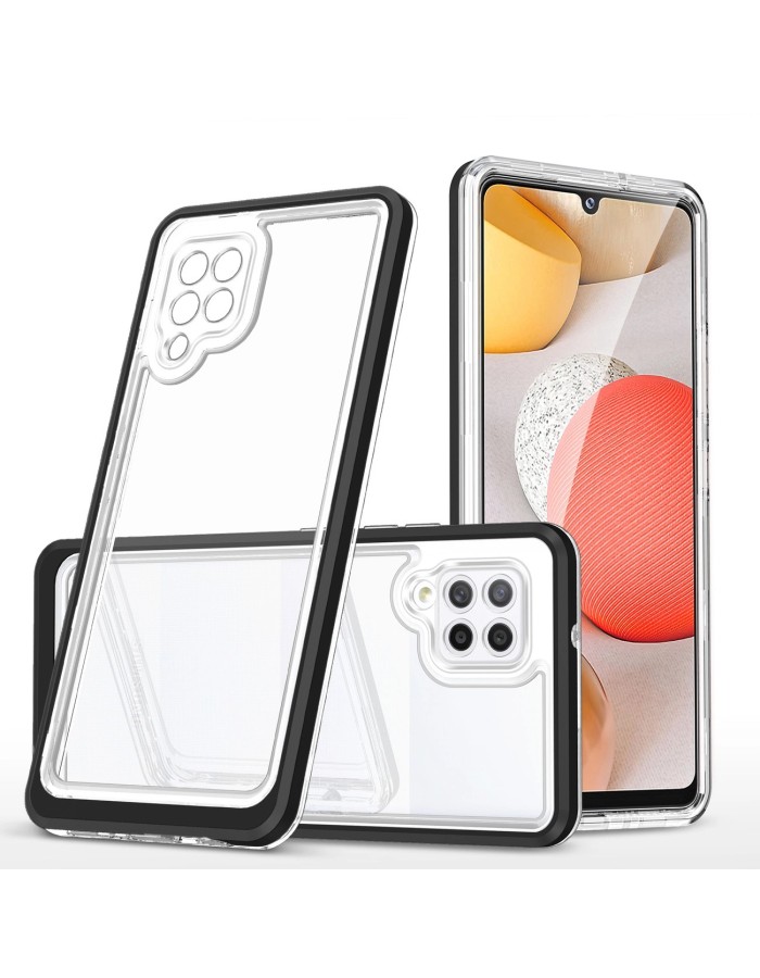 Clear 3in1 Case for Samsung Galaxy A42 5G Frame Gel Cover Black
