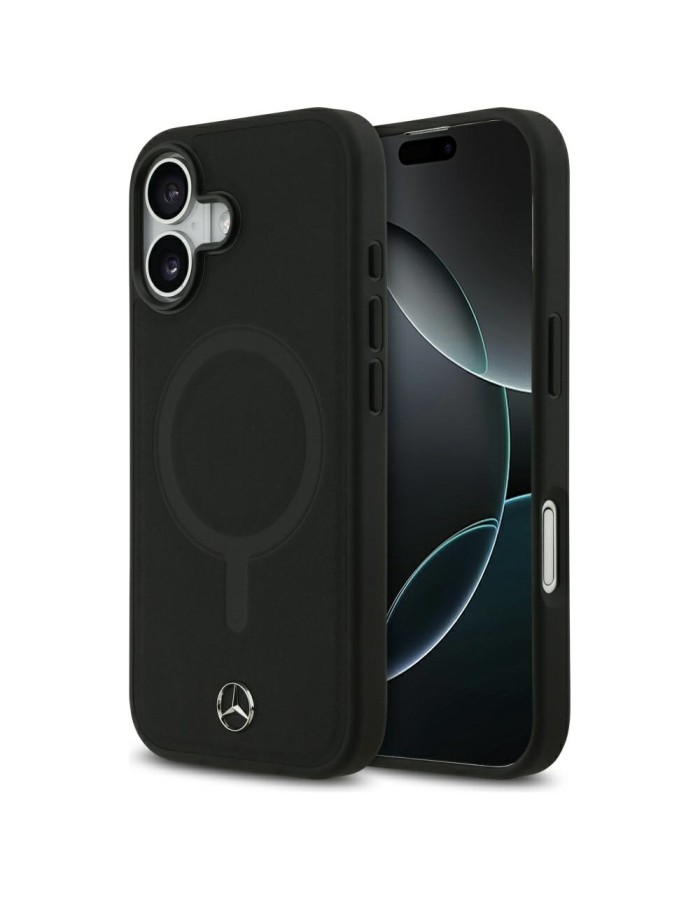 Mercedes Plain Smooth Leather MagSafe case for iPhone 17 - black Mercedes Plain Smooth Leather MagSafe case for iPhone 17 - black