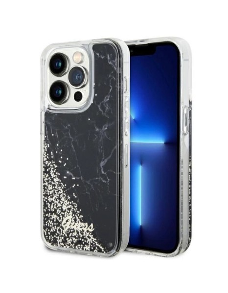 Guess GUHCP14LLCSGSGK iPhone 14 Pro 6.1" black/black hardcase Liquid Glitter Marble Guess GUHCP14LLCSGSGK iPhone 14 Pro 6.1" black/black hardcase Liquid Glitter Marble