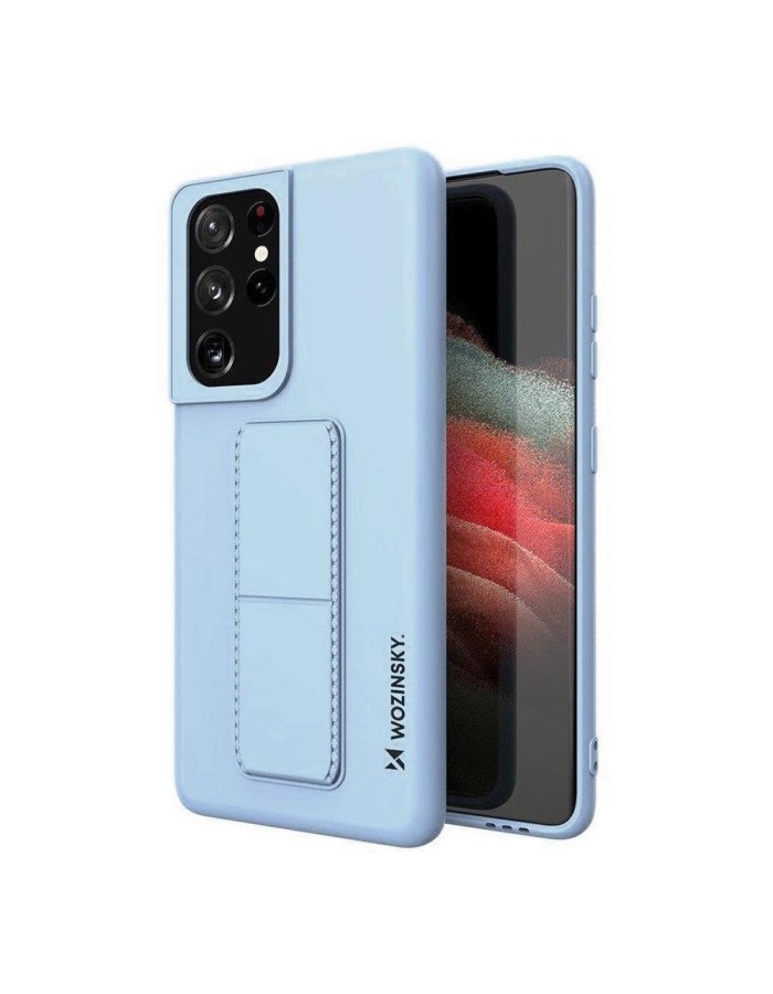 Wozinsky Kickstand Case Silicone Case with Stand for Samsung Galaxy S21 Ultra 5G Light Blue Wozinsky Kickstand Case Silicone Case with Stand for Samsung Galaxy S21 Ultra 5G Light Blue