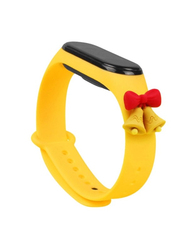 Strap Xmas for Xiaomi Mi Band 3 / 4 Christmas Silicone Bracelet Strap with Bells - Yellow Strap Xmas for Xiaomi Mi Band 3 / 4 Christmas Silicone Bracelet Strap with Bells - Yellow