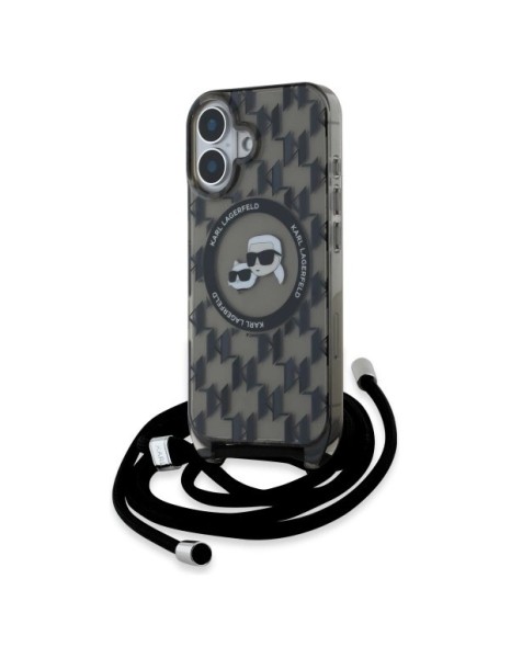 Karl Lagerfeld IML Crossbody Monogram Karl &amp;amp; Choupette Head MagSafe iPhone 16 Case - Black