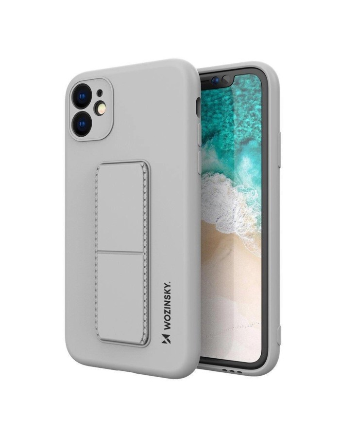 Wozinsky Kickstand Case silicone case with kickstand case Xiaomi Redmi 10X 4G / Xiaomi Redmi Note 9 gray