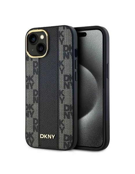 DKNY Leather Checkered Mono Pattern MagSafe Case for iPhone 15 Plus / 14 Plus - Black DKNY Leather Checkered Mono Pattern MagSafe Case for iPhone 15 Plus / 14 Plus - Black